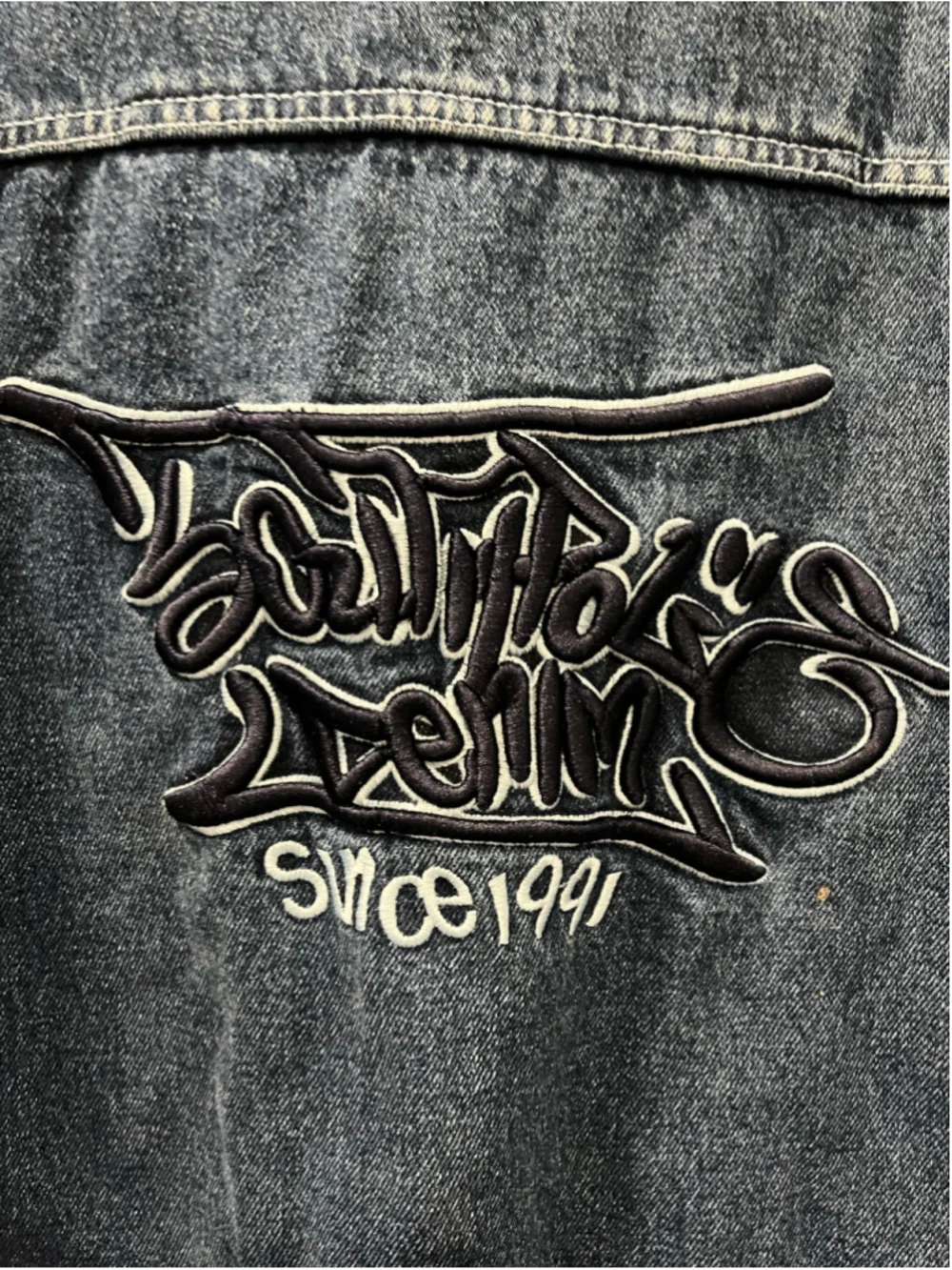 VTG Southpole Denim Jacket Size XXL Baggy Graffiti Embroidered Y2K 90s Hip Hop